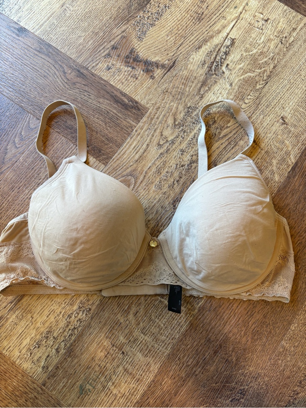 Natori Beige Lace-Trim T-Shirt Bra 36C